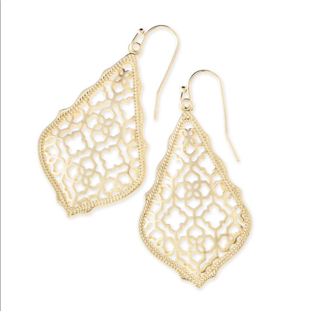 Kendra Scott Addie gold drop earrings in filigree